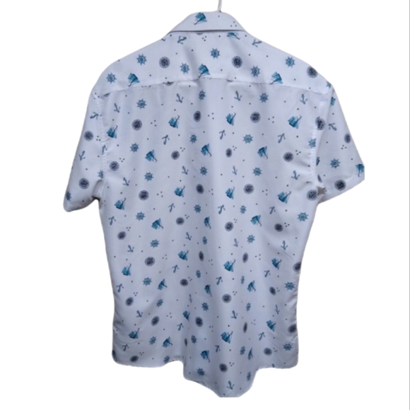 BC Collection men's short sleeve button up nautical shirt - Picture 2 of 7
